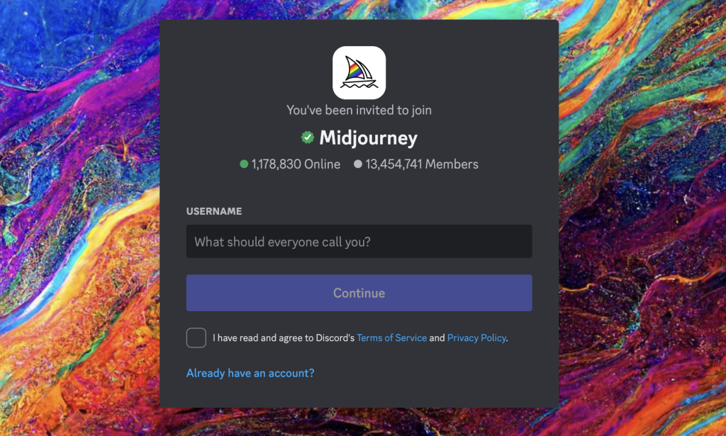 The Mid-journey Discord invite