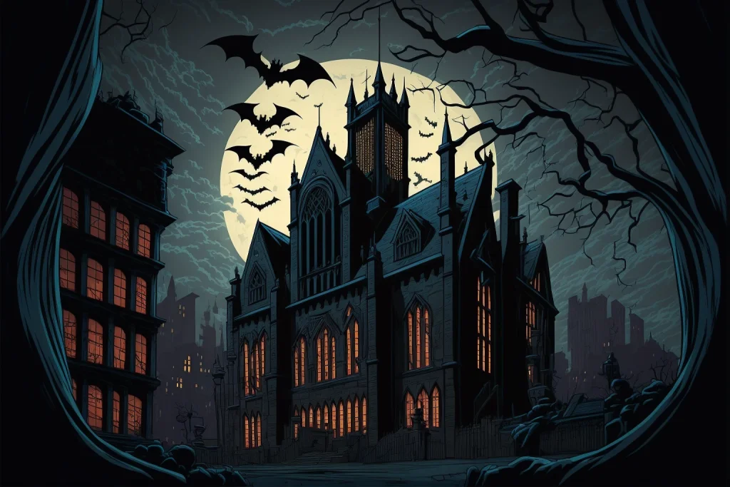 Image from Discord Server – authentic Gothic cathedral in detailed ruins, dramatic scenery